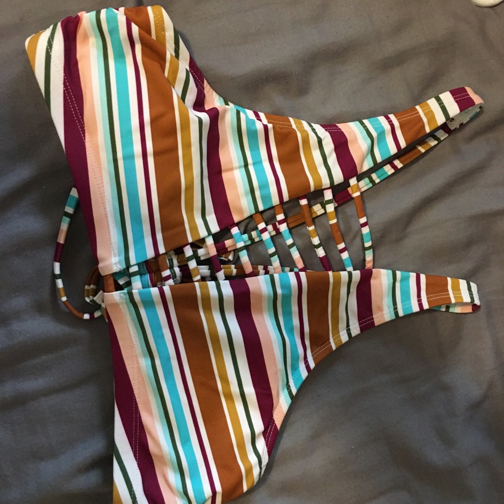striped bathing suit top